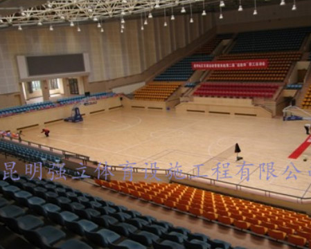 云南省安寧市體育館籃球場體育木地板工程